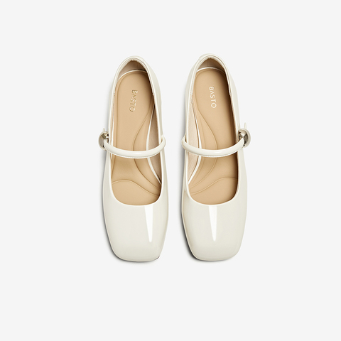 百思图2025秋季新款商场同款简约复古玛丽珍鞋方头女单鞋F2166CQ5