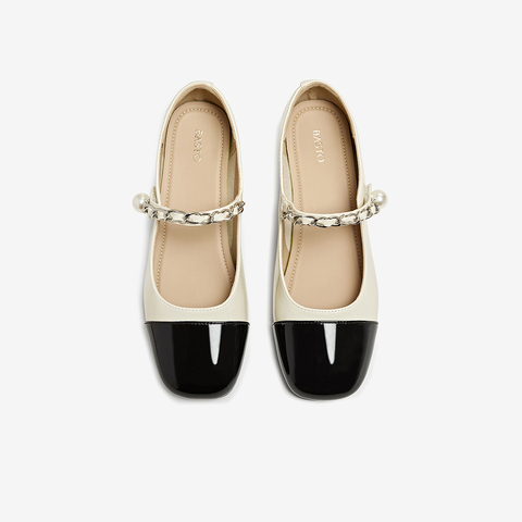 百思图2025夏季新款时髦法式小香风玛丽珍鞋粗跟女单鞋W1227BQ5