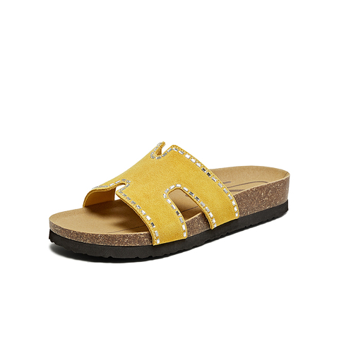 百思图2025夏季新款简约时尚户外休闲一字拖厚底女凉拖鞋BV261BT5