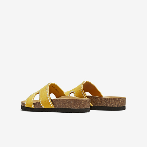 百思图2025夏季新款简约时尚户外休闲一字拖厚底女凉拖鞋BV261BT5