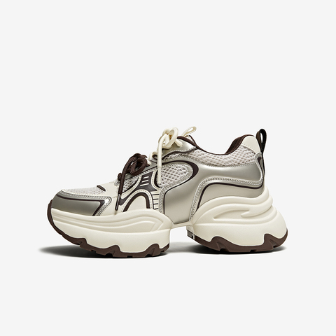 百思图2025秋季新款老爹鞋时尚街头厚底增高女休闲鞋B3111CM5