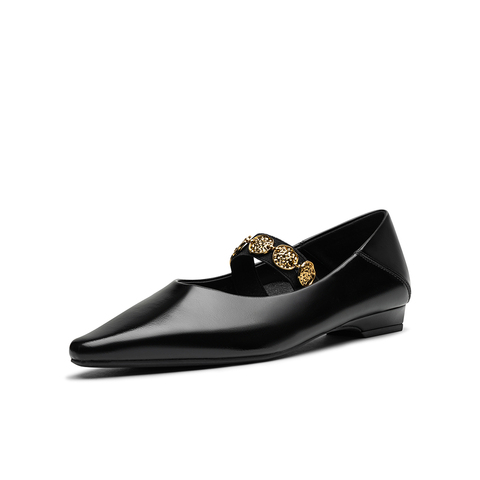 百思图2025秋季新款玛丽珍鞋时尚潮流复古尖头女单鞋鞋B1095CQ5