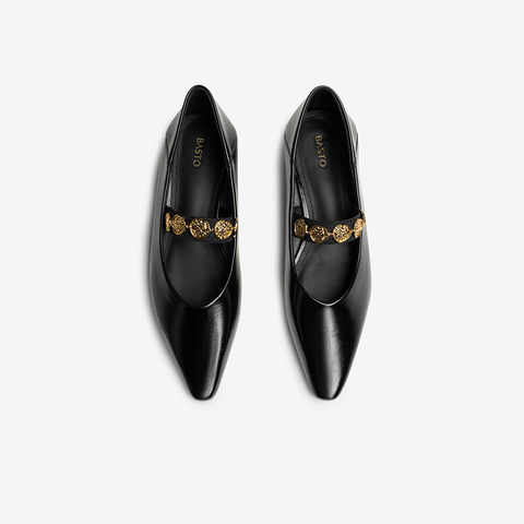 百思图2025秋季新款玛丽珍鞋时尚潮流复古尖头女单鞋鞋B1095CQ5