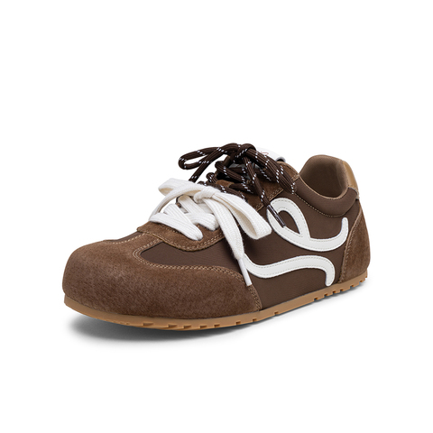 百思图2025秋季新款德训鞋时尚复古街头运动女休闲鞋D3203CM5