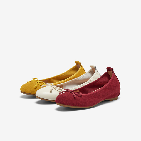 百思图2025秋季新款平跟单鞋时尚蝴蝶结浅口女单鞋CL993CQ5