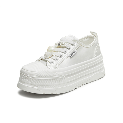 百思图2025夏季新款帆布鞋时尚户外街头潮流女休闲鞋E5919BM5