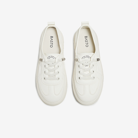 百思图2025秋季新款商场同款时尚运动小白鞋厚底女休闲鞋BJ207CA5