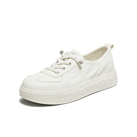 百思图2025秋季新款商场同款时尚运动小白鞋厚底女休闲鞋BJ207CA5