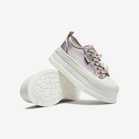 百思图2025夏季新款帆布鞋时尚户外街头潮流女休闲鞋E5919BM5