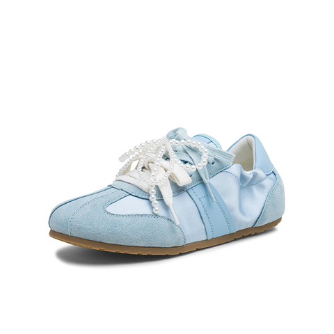 百思图2025秋季新款德训鞋时尚复古运动平跟女休闲鞋A1934CM5