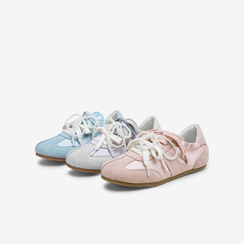 百思图2025秋季新款德训鞋时尚复古运动平跟女休闲鞋A1934CM5