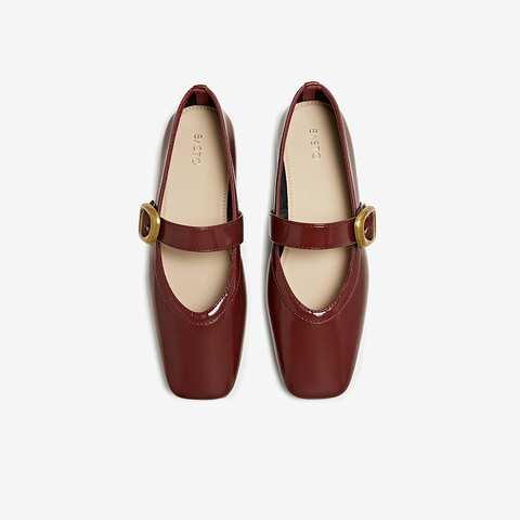 百思图2025秋季新款玛丽珍鞋简约通勤方头粗跟女单鞋B1576CQ5