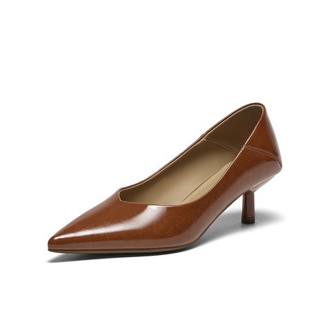 百思图2025秋季新款商场同款单鞋简约通勤细跟尖头女鞋B1163CQ5