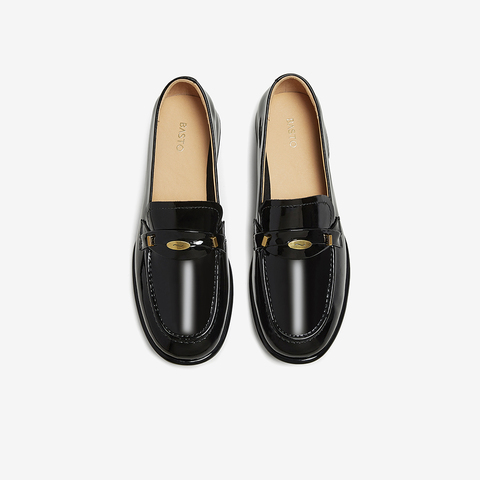 百思图2025秋季新款乐福鞋时尚复古学院风粗跟女单鞋C1823CA5