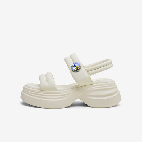 百思图2025夏季新款魔术贴休闲外穿厚底女凉鞋D3209BL5