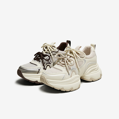 百思图2025秋季新款老爹鞋时尚街头厚底增高女休闲鞋B3111CM5