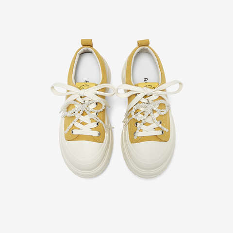 百思图2025秋季新款帆布鞋街头潮流厚底增高女休闲鞋D3175CM5