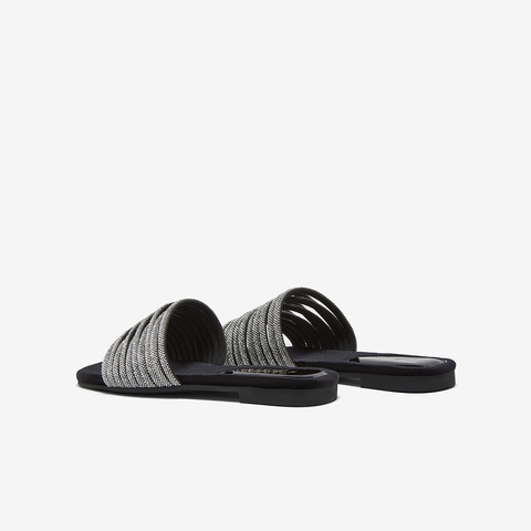 百思图2025夏季新款时尚简约户外休闲一字拖方跟女凉拖鞋B5387BT5