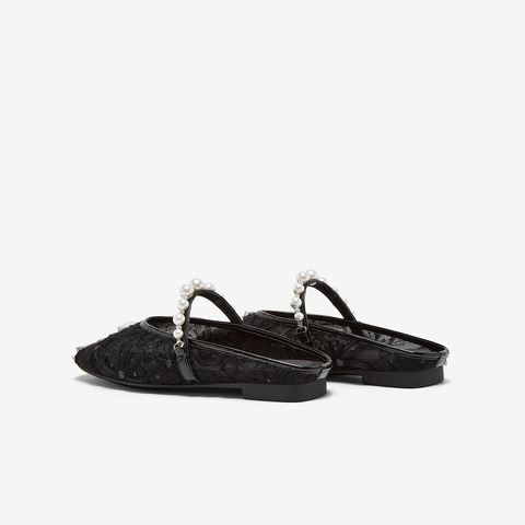 百思图2025夏季新款简约时尚小香风穆勒鞋方跟女拖鞋F5133BH5