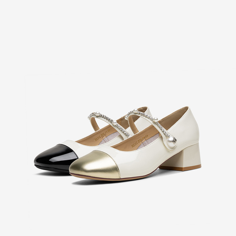 百思图2025秋季新款玛丽珍鞋时尚复古小香风粗跟女单鞋B2342CQ5