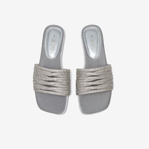 百思图2025夏季新款时尚简约户外休闲一字拖方跟女凉拖鞋B5387BT5