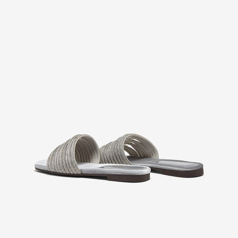 百思图2025夏季新款时尚简约户外休闲一字拖方跟女凉拖鞋B5387BT5