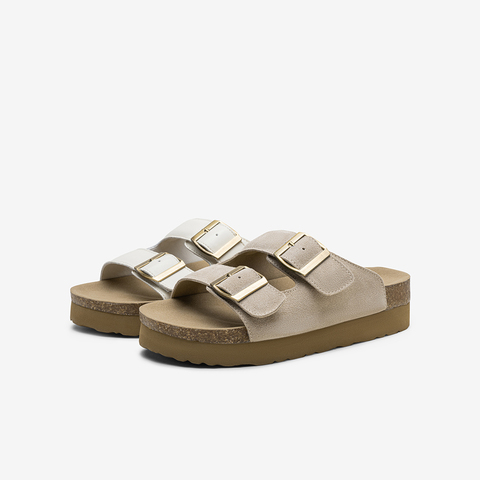 百思图2025夏季新款勃肯鞋时尚户外休闲厚底女凉拖鞋D3237BT5