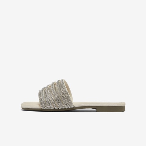 百思图2025夏季新款时尚简约户外休闲一字拖方跟女凉拖鞋B5387BT5