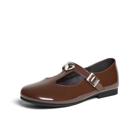 百思图2025秋季新款时尚简约复古玛丽珍鞋方跟女单鞋B3026CA5