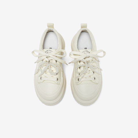 百思图2025秋季新款帆布鞋街头潮流厚底增高女休闲鞋D3175CM5