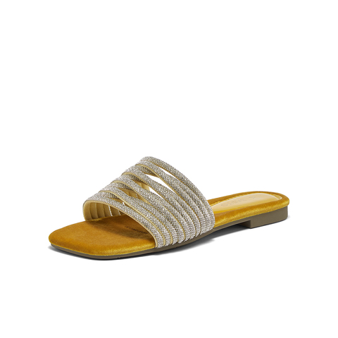 百思图2025夏季新款时尚简约户外休闲一字拖方跟女凉拖鞋B5387BT5