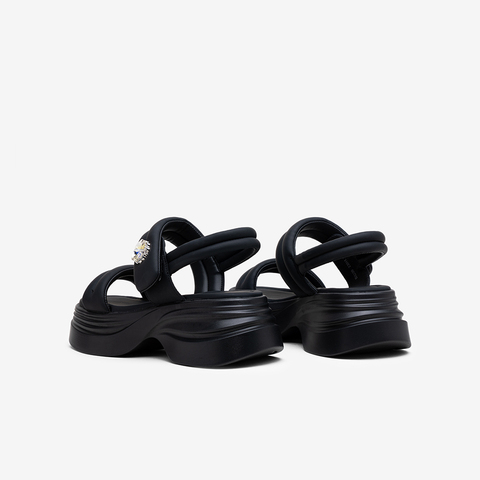 百思图2025夏季新款魔术贴休闲外穿厚底女凉鞋D3209BL5