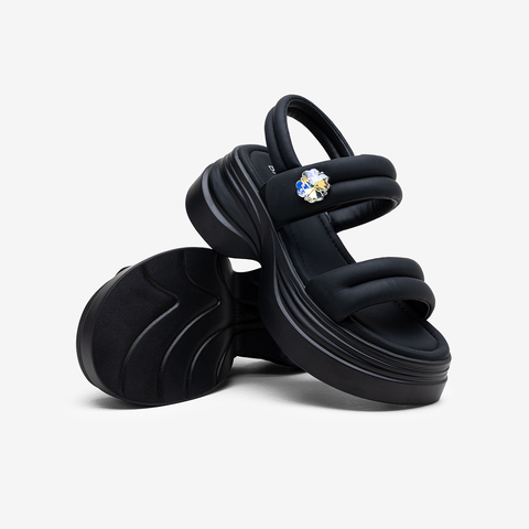 百思图2025夏季新款魔术贴休闲外穿厚底女凉鞋D3209BL5