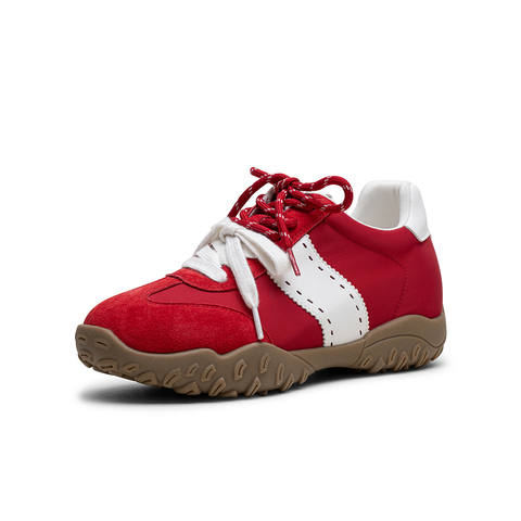 百思图2025秋季新款德训鞋时尚复古潮流增高女休闲鞋D3238CM5