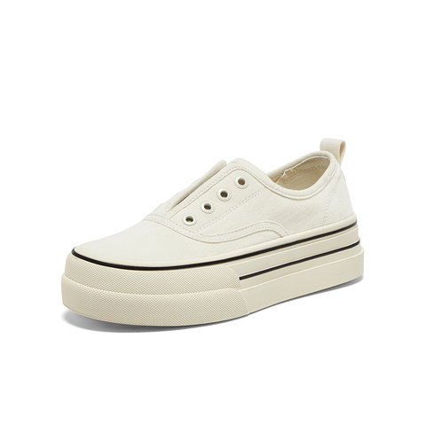 百思图2025秋季新款帆布鞋时尚街头运动厚底女休闲鞋A1213CM5