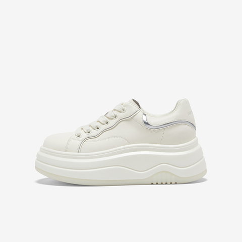 百思图2025秋季新款商场同款小白鞋厚底增高女休闲运动鞋W0951CM5