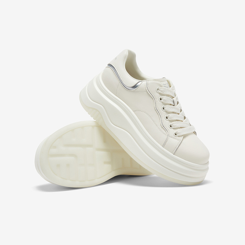 百思图2025秋季新款商场同款小白鞋厚底增高女休闲运动鞋W0951CM5