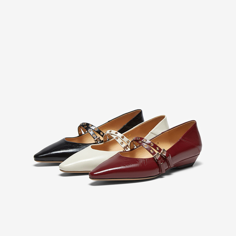 百思图2025秋季新款玛丽珍鞋复古简约法式尖头浅口女单鞋A3191CQ5