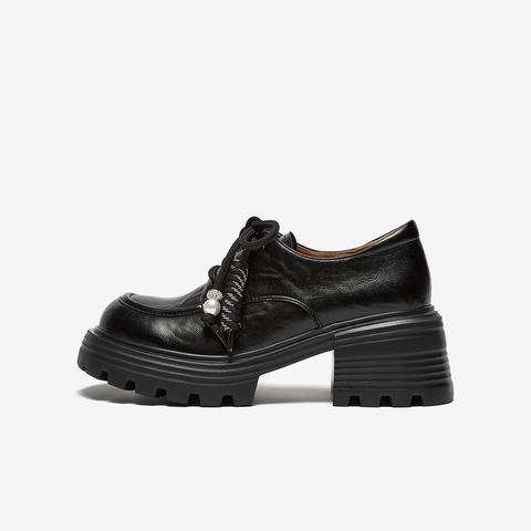 百思图2025秋季新款商场同款牛津鞋复古学院风粗跟女单鞋O9977CM5