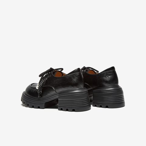 百思图2025秋季新款商场同款牛津鞋复古学院风粗跟女单鞋O9977CM5