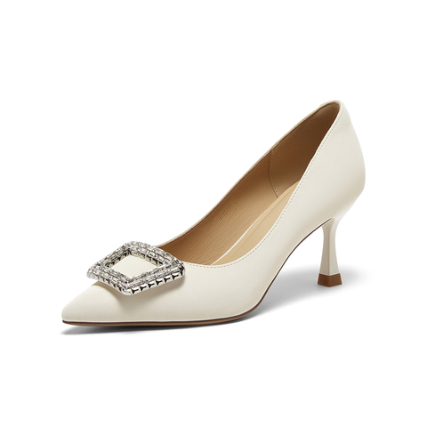 百思图2025秋季新款商场同款单鞋时尚细高跟尖头浅口女鞋F3318CQ5