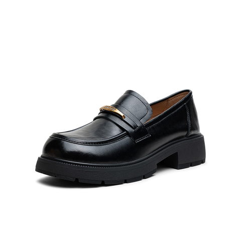 百思图2025秋季新款商场同款乐福鞋时尚复古学院风女单鞋BV339CA5