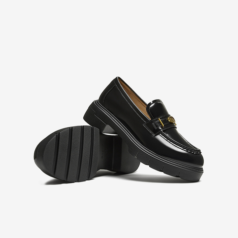 百思图2025秋季新款商场同款乐福鞋时尚学院风粗跟女单鞋UUJ01CA5