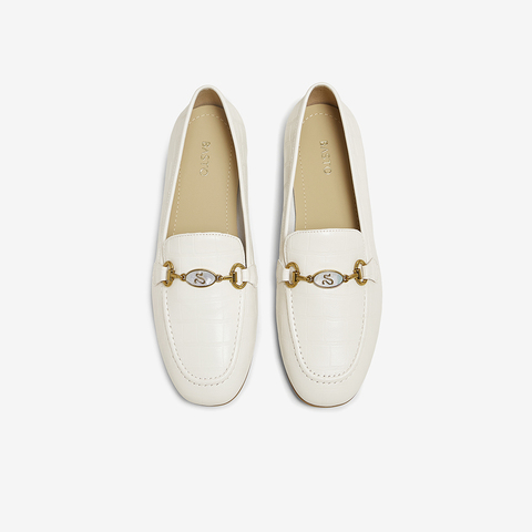 百思图2025秋季新款商场同款乐福鞋时尚金属扣女单鞋TRW38CA5