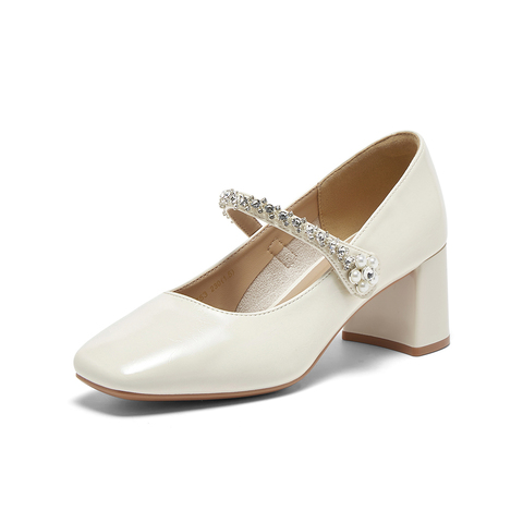 百思图2025秋季新款商场同款玛丽珍鞋时尚复古方头女单鞋W0753CQ5