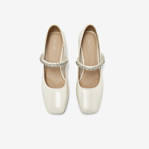 百思图2025秋季新款商场同款玛丽珍鞋时尚复古方头女单鞋W0753CQ5