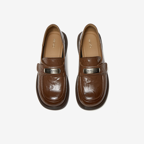 百思图2025秋季新款商场同款乐福鞋复古学院风粗跟女单鞋W0227CA5