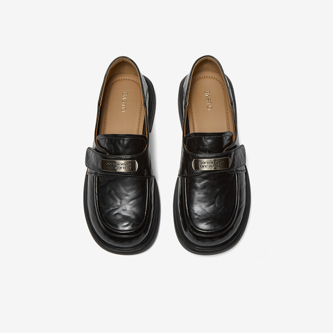 百思图2025秋季新款商场同款乐福鞋复古学院风粗跟女单鞋W0227CA5