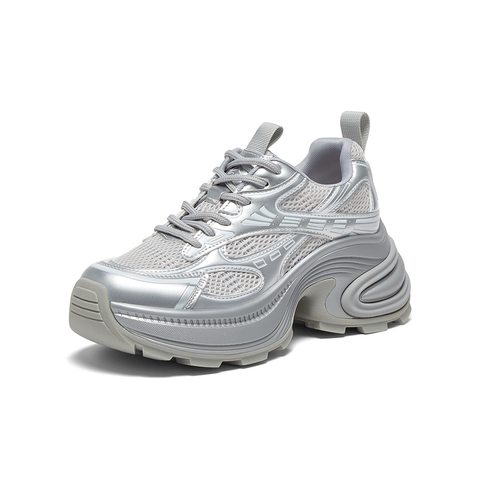 百思图2025夏季新款时尚潮流街头老爹鞋厚底增高女休闲鞋L0804BM5