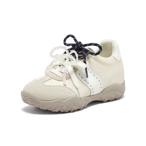 百思图2025秋季新款德训鞋时尚复古潮流增高女休闲鞋D3238CM5